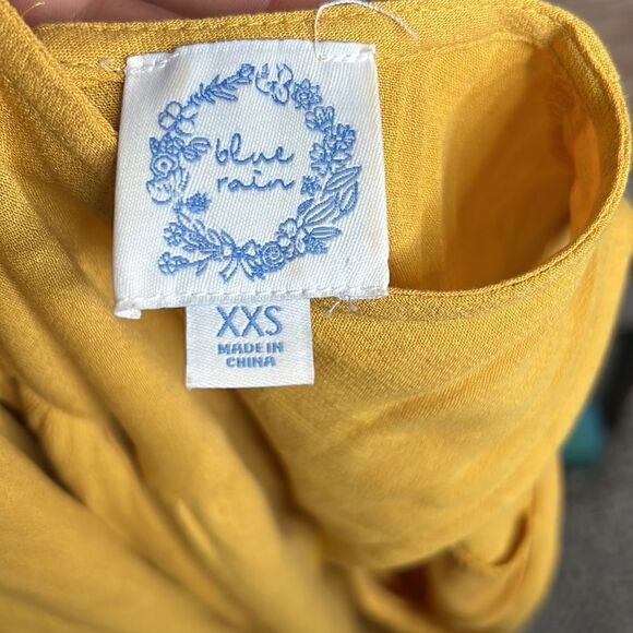 Blue Rain Anthropologie Golden Embroidered Dress Boho Hippie Size XXS - Picture 9 of 11